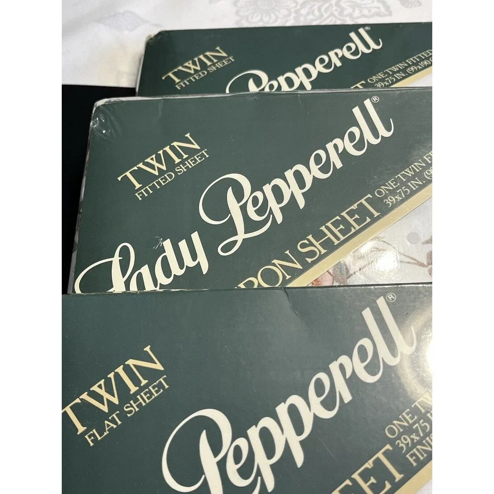 3 NOS Vtg Lady Pepperrel Floral Japanese Garden Twin Sheets USA